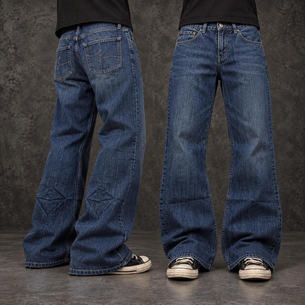 32x30 Blue Wide-Leg Flare Bootcut Jeans Y2K Vintage